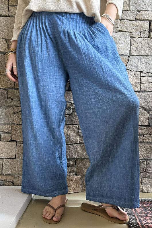 Loom & Thread Pin Tuck Pant Washed Denim /41=